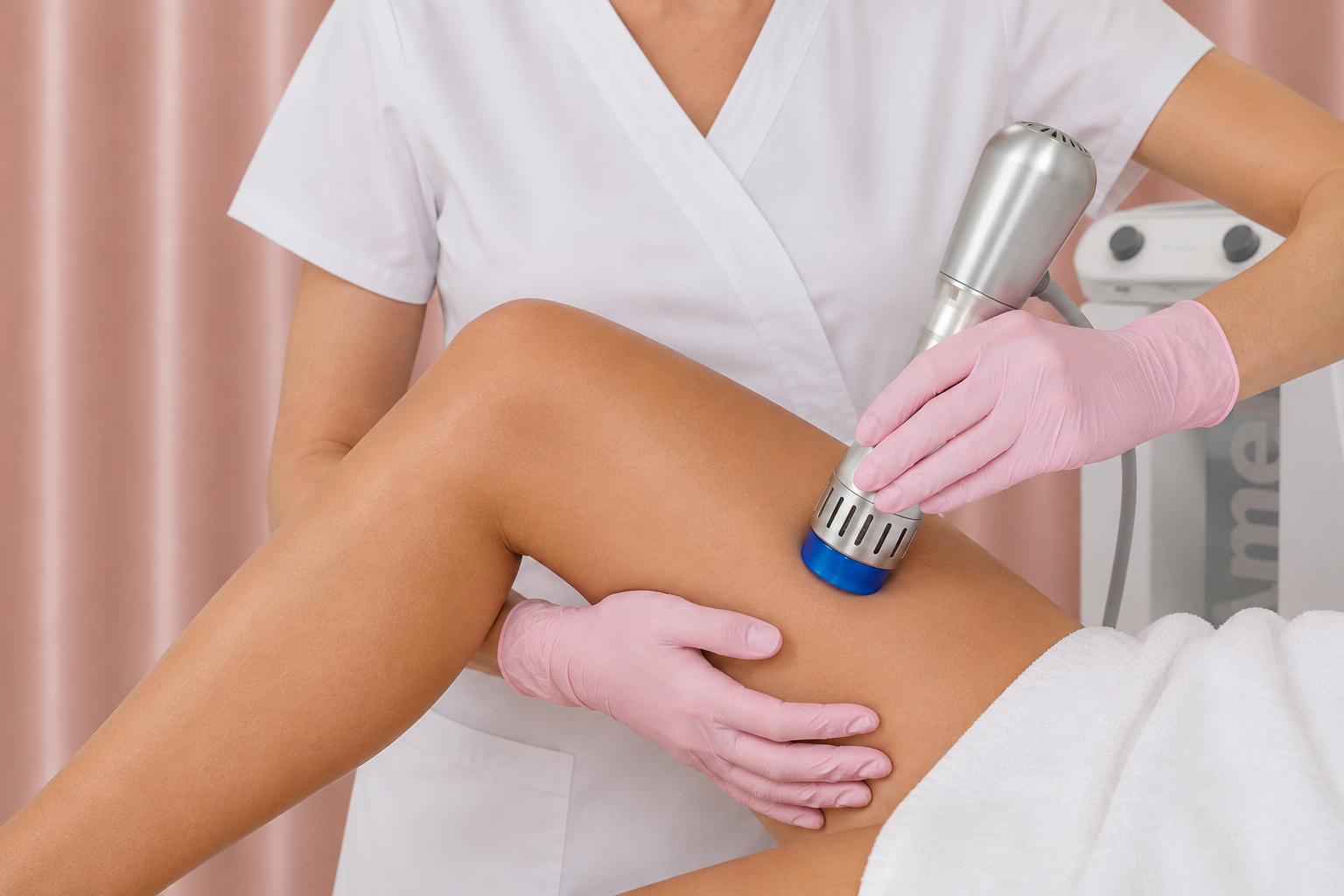 ZWave Stosswellenbehandlung am Oberschenkel im Skin Revive Institut
